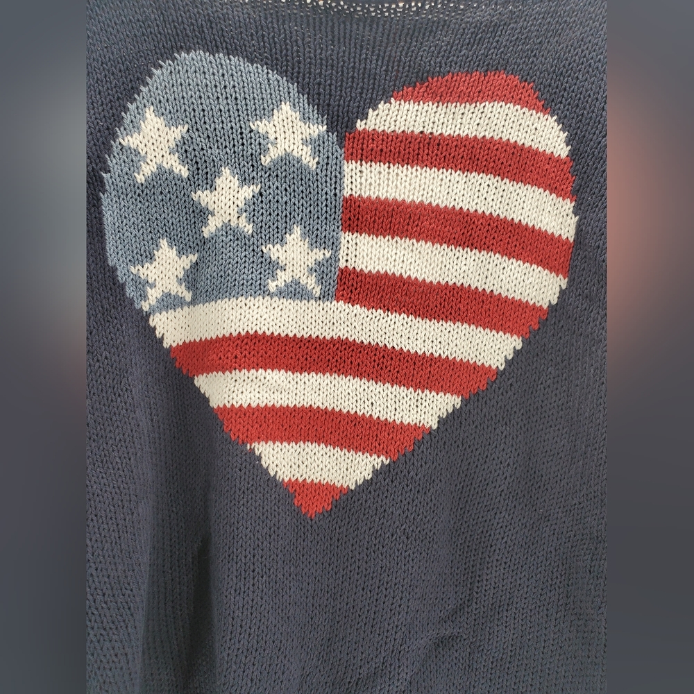 WOODEN Ships HEART FLAG CREW COTTON, Darkest Indigo Size S/M - Picture 5 of 9